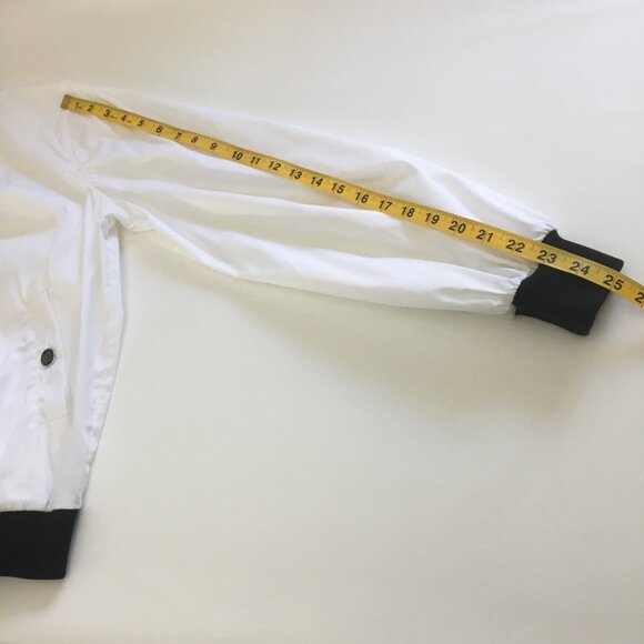 Escada Sport Bomber Jacket Womens Size 36 White Black Collar Balloon Sleeve - Picture 15 of 16